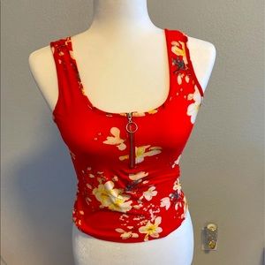 Red cropped tank top